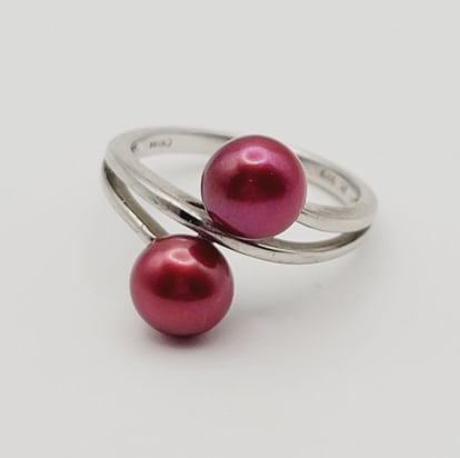 Honora Sterling Silver Cherry Red Pearl Ring Ring Weighs 4.7 Grams  Size 9 (1 of 5)