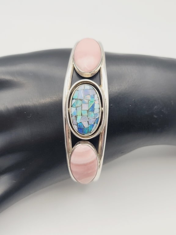 Jay King Sterling Mosaic Opal Reversible Cuff Bracelet Measures 5" (1 of 8)