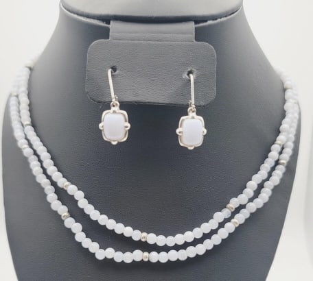 Jay King Sterling Silver Lace Agate Set Necklace Measures 20": Necklace Measures 20" Necklace Weighs 30.5 Grams Earrings Weigh 5.4 Grams