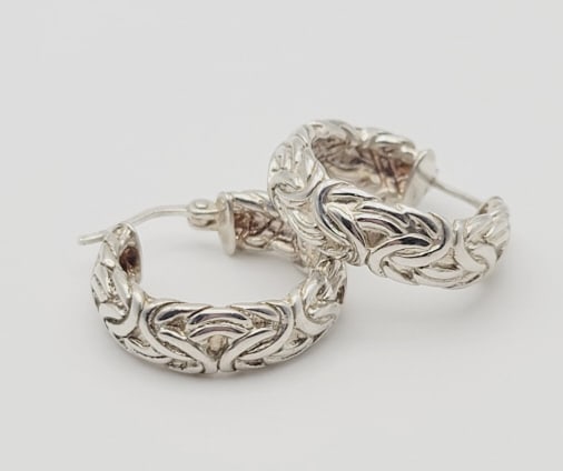Sterling Silver Byzantine Chain Earrings Earrings Weigh 11.9 Grams: Earrings Weigh 11.9 Grams