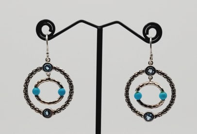 Sterling Silver Turquoise & Topaz Earrings Earrings Weigh 11.3 Grams: Earrings Weigh 11.3 Grams