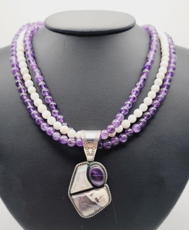 Jay King Sterling Silver Gemstone Necklace Necklace Measures 20" (1 of 6)