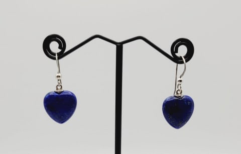 Sterling Silver Lapis Lazuli Heart Earrings Earrings Weigh 5.6 Grams (1 of 4)