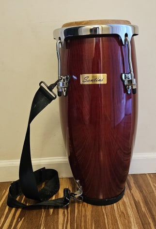 Santini Shoulder Strapped Conga Drum Drum measures 21" tall by 10" in diameter. (1 of 8)