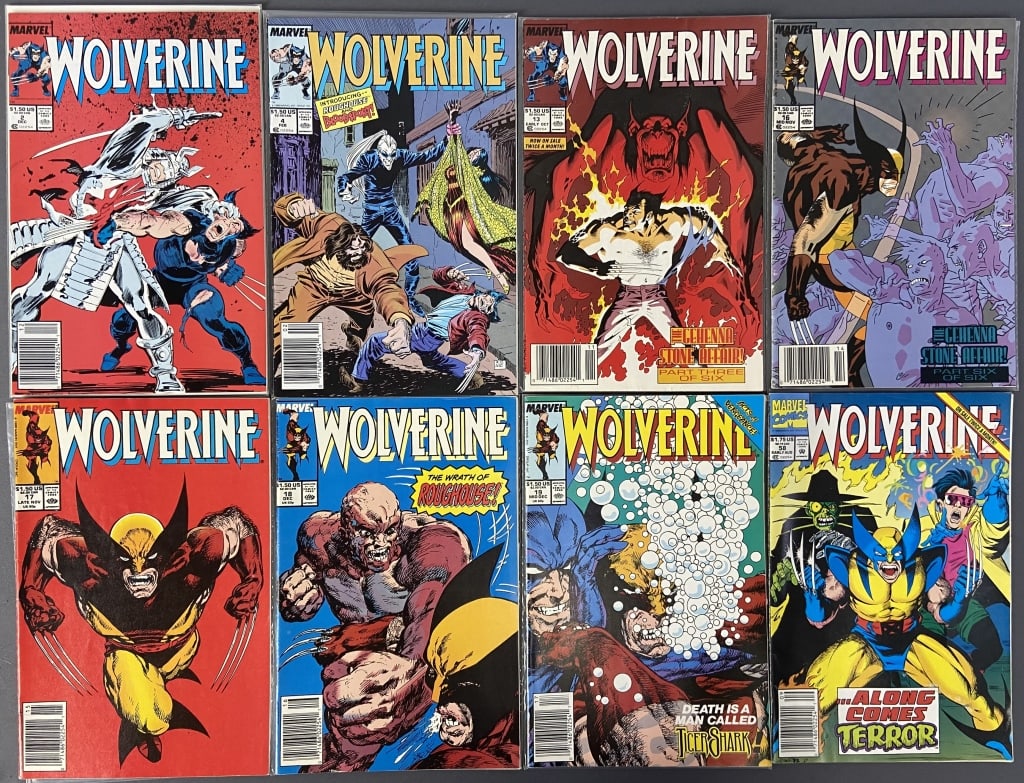 Wolverine Comic Books 2, 4, 13, 16, 17, 18, 19, 58 Eight issues of Wolverine by Marvel (1 of 18)