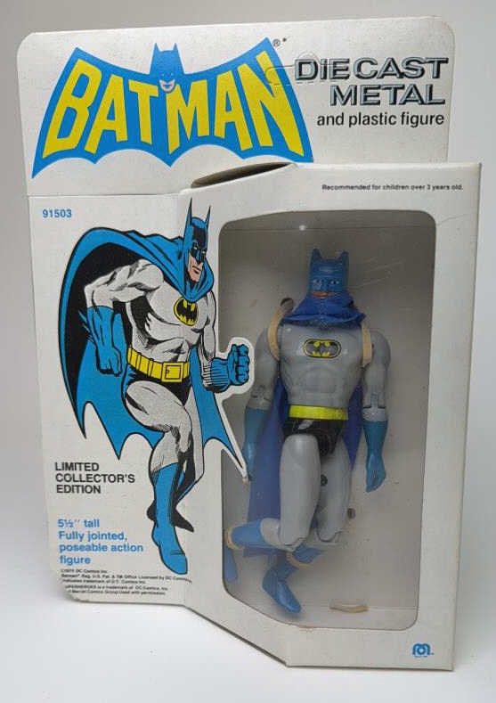 Mego Die Cast Metal Batman 1979 in Box Unpunched Unopened Mayo Batman Metal Toy. Rubber bands inside (1 of 8)