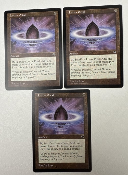 Magic the Gathering 3x Lotus Petal Tempest Mint/near mint condition: Mint/near mint condition