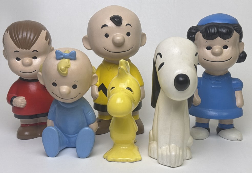 Vintage Peanuts Ceramic Lot Lot of Hand 5 Painted characters-Snoopy Charlie Brown, Linus, Sally, (1 of 7)