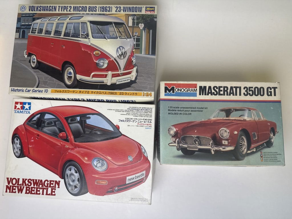 Tamiya New Beetle 24200 Hasegawa HC10:200 Volkswagen Bus 1:24 Monogram Maserati 3500 2245 1:25;not (1 of 8)