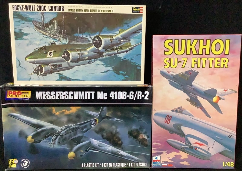 Revell 1:72 Focke-Wulf 200C Condor #H-204:200 P ProModeler 1:48 Messerschmitt Me 410B-6/R2 & ESCI: ProModeler 1:48 Messerschmitt Me 410B-6/R2 & ESCI 1:48 Sukhoi Su-7 Fitter #4091 Bags are sealed.