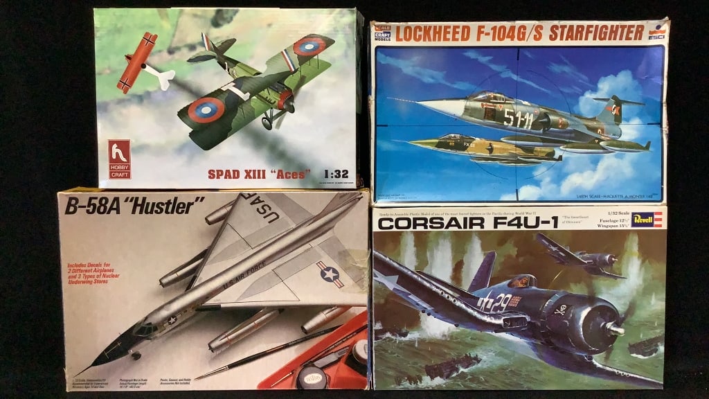 Hobby Craft 1:32 Spad XIII #HC1687 Corsair B-58A Hustler #694 Scale Craft 1:48 Lockheed F-104G/S: Hustler #694 Scale Craft 1:48 Lockheed F-104G/S #SC-4004 & Revell 1:32 Corsair F2U-1 #H-278 Bags are sealed. There is a hole in the Starfighter bag. Please see images for details regarding condition.