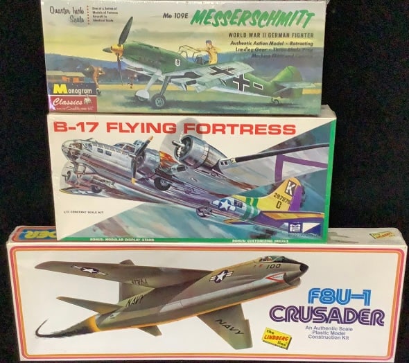 Sealed Monogram Messerschmitt #Me 109E MPC 1:72 B17 Flying Fortress #1201-200 & Lindberg Flying: B17 Flying Fortress #1201-200 & Lindberg Flying Fortress #5302 Please see images for details regarding condition. Contents not inspected.