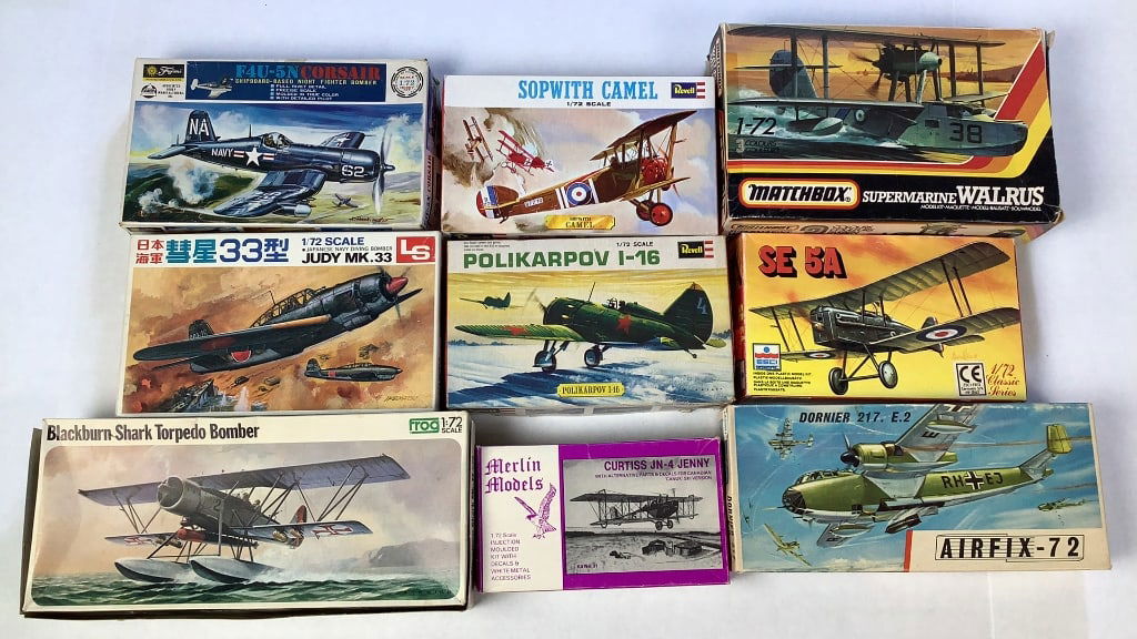 Revell Sopwith Camel F4U-5N Corsair Merlin Curtiss JN-4 Jenny, Matchboc Supermarine Walrus, LS Judy (1 of 10)