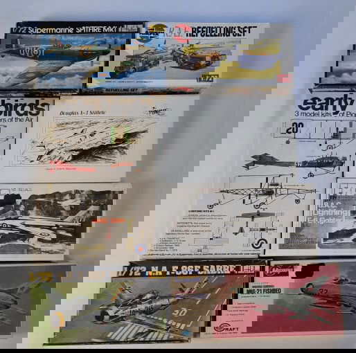 Assorted 1/72 Scale Model Airplane Kits Heller N.A F-86F Sabre # 277 Early Birds #8448 Hasegawa MIG (1 of 19)