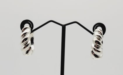Sterling Silver Twist Hoop Earrings Italy Earrings Weigh 8.2 Grams