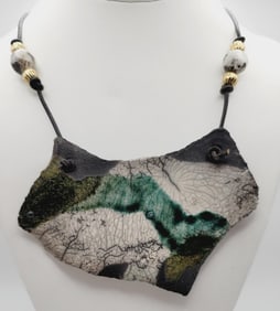 Vintage Hand-Crafted  Pottery Shard Necklace Necklace Measures 30"
