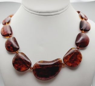 Jay King Sterling Silver Amber Necklace Necklace Measures 19.5"  Necklace Weighs 42 Grams