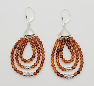 Jay King Sterling Silver Amber Teardrop Earrings Earrings Weigh 6.4 Grams