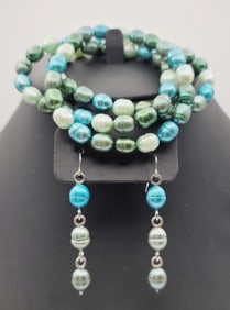 Honora Sterling Silver Multi Color Pearl Set Bracelets  Measure 5"
