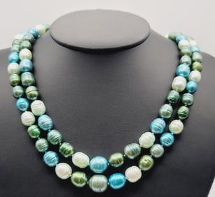 Honora Sterling Silver Multi Color Pearl Set First Necklace Measures 20.25"
