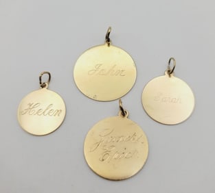 Vintage 14K  Gold Name Charms Charms Weigh 9.9 Grams Total