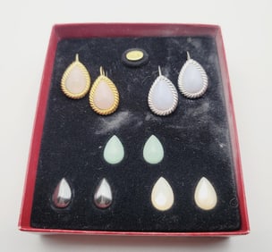 KJL Interchangeable Gemstone Earrings Gold Tone Earrings Weigh 11.6 Grams