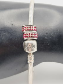 Pandora Red Rhinestone Charm Bracelet Bracelet Measures 6.5"