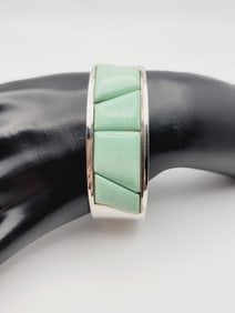 Jay King Sterling Silver Aventurine Cuff Bracelet Bracelet Measures 5.5 "