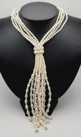 Vintage Sterling Silver Clasp Pearl Necklace Necklace Measures 27"  Necklace Weighs 99 Grams