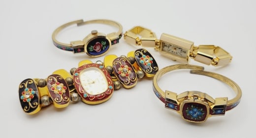 Assorted Gold Tone Enamel Watches Watches are Not Tested