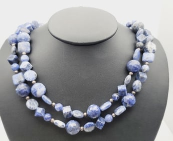Jay King Sterling Silver Sodalite Necklace Necklace Measures 20"  Necklace Weighs 105.3 Grams