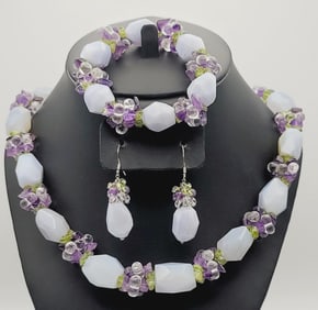 Ross Simmons Blue Lace Agate Jewelry Set Necklace Measures 21"