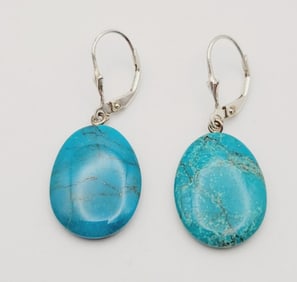 Sterling Silver Turquoise Earrings Earrings Weigh 4.2 Grams