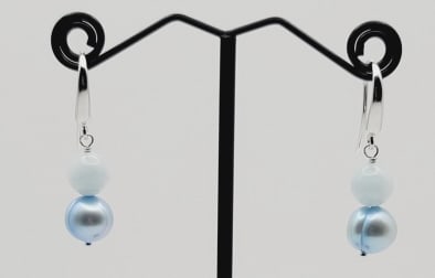 Honora Sterling Silver Blue Pearl Earrings Earrings Weigh 4.9 Grams  Other Stone is Blue Chalcedony