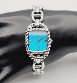 Ecclissi Blue Face Silver Tone Watch Watch Measures 8"  Watch is Not Tested