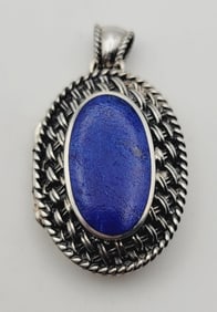 Sterling Silver Lapis Lazuli Locket Pendant Pendant Weighs 13.9 Grams