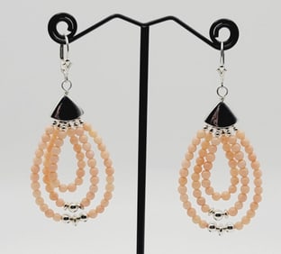 Jay King Sterling Silver Pink Coral Earrings Earrings Weigh 10.2 Grams