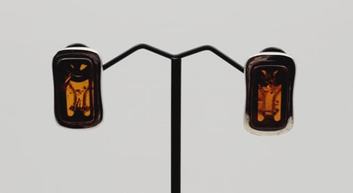 S&A Sterling Silver Amber Earrings Earrings Weigh 9.5 Grams
