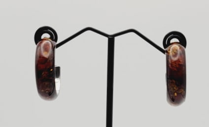 Sterling Silver Amber Hoop Earrings Earrings Weigh 9.1 Grams