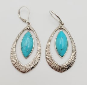 Sterling Silver Turquoise Earrings Earrings Weigh 8.4 Grams