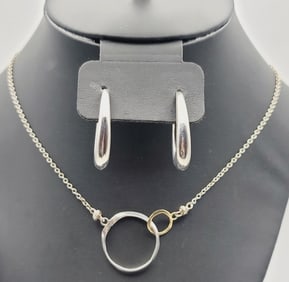 Baroni Sterling Silver Necklace & Earrings Necklace Measures 18"