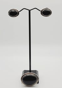 Sterling Silver Onyx Pendant & Earrings Pendant Weighs 12 Grams  Earrings Weigh 7.6 Grams