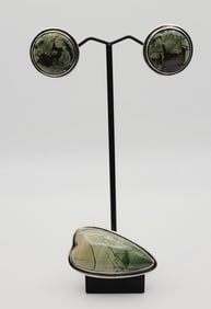 Sterling Silver Moss Agate Pendant & Earrings Pendant Weighs 18.2 Grams  Earrings Weigh 16.1 Grams