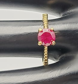 14K Yellow Gold Plated Ruby Ring Ring Weighs 2.4 Grams  Size 8