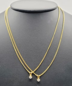 Vintage Gold Tone Crystal Necklaces Necklaces Measure 16"