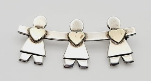 Maldo Sterling Silver Three Sisters Brooch Brooch Weighs 6.3 Grams