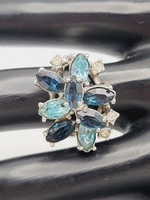 14k White Gold Plated  Sapphire Ring Ring Weighs 7.7 Grams  Size 6