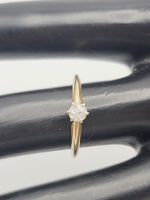 Gold Diamond Solitaire Ring Ring Weighs 1.7 Grams  Size 6 Approx 1/5 ctw