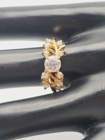 Lind 14K Gold Plated Moissanite Ring Ring Weighs 3.6 Grams  Size 8.75