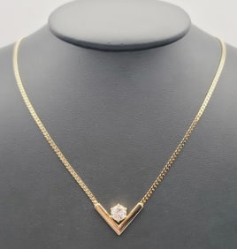Gold Tone Crystal Necklace Necklace Measures 18"
